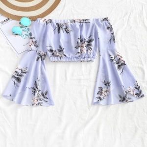 Cropped Floral Off Shoulder Top